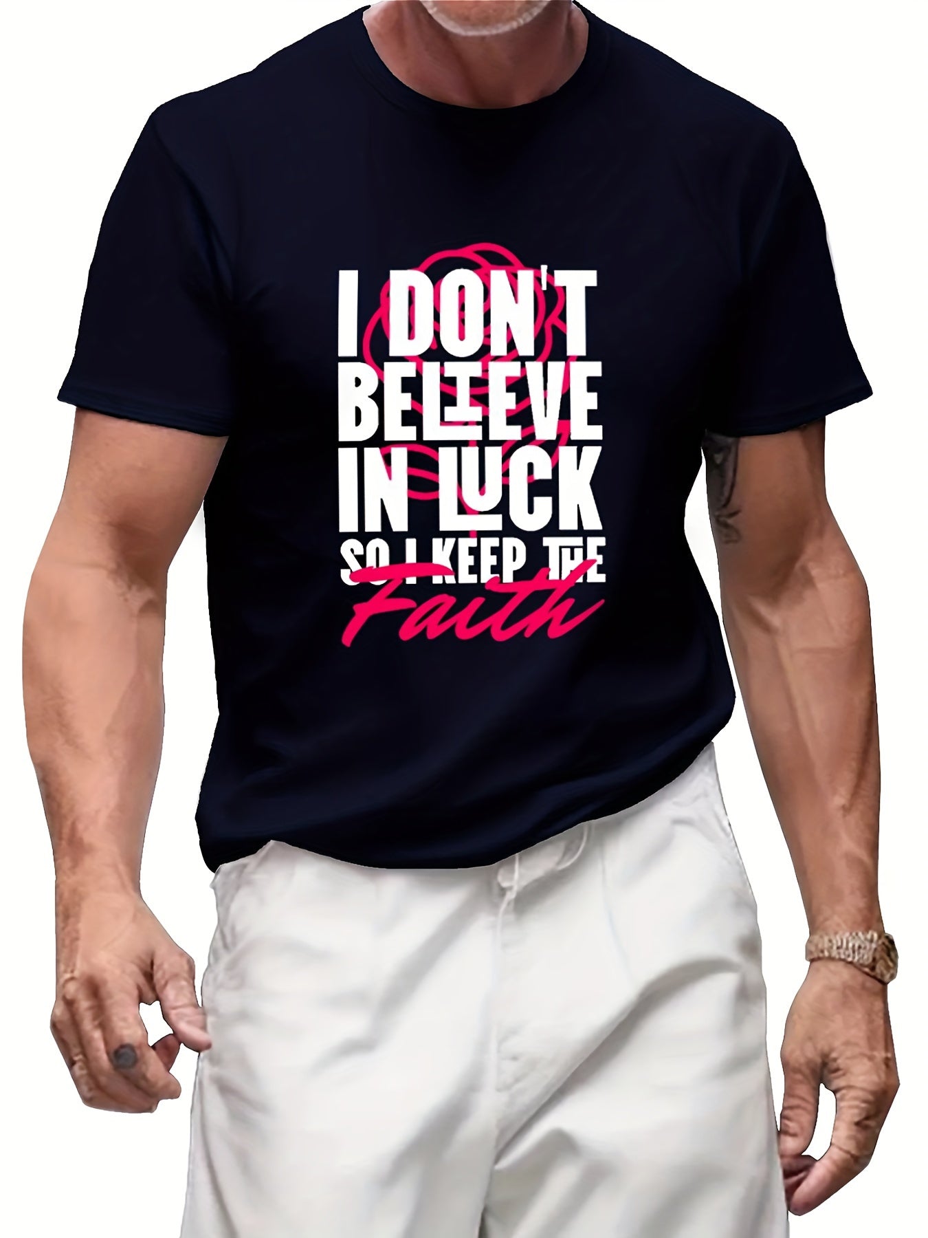 Keep The Faith Printed Unisex Round Neck T-shirt Casual Short Sleeved Top