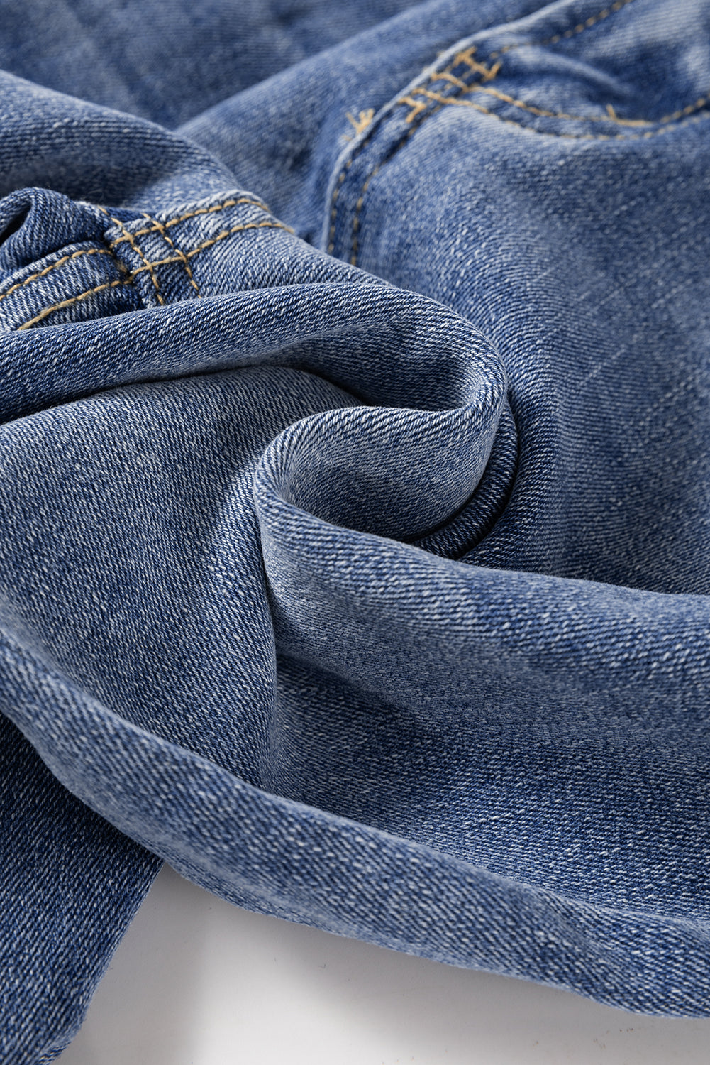 The Aurora Touch Blue Distressed Raw Hem Straight Leg High Waist Jeans