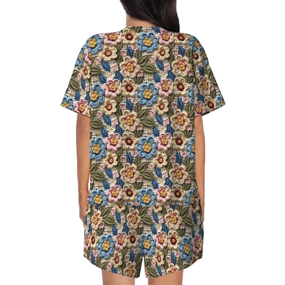 Pajama Sets for Women Crew Neck Short Sleeve