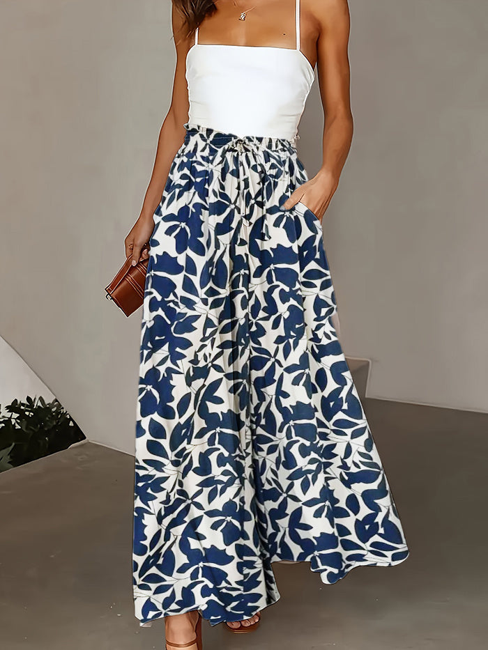Plus Size Wide Leg Pants - Stylish Solid Paper Bag Waist Design, Elegant Pocket Tie Front, Loose Fit Comfort