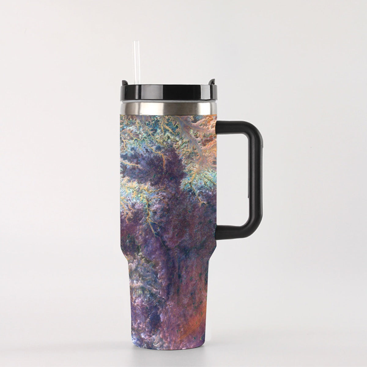 Vibrant 3D Designer Fashion 40 oz Tumbler With Handle | Travel Stylish Mug