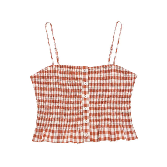 Plaid Print Camisole Top Skirt Set