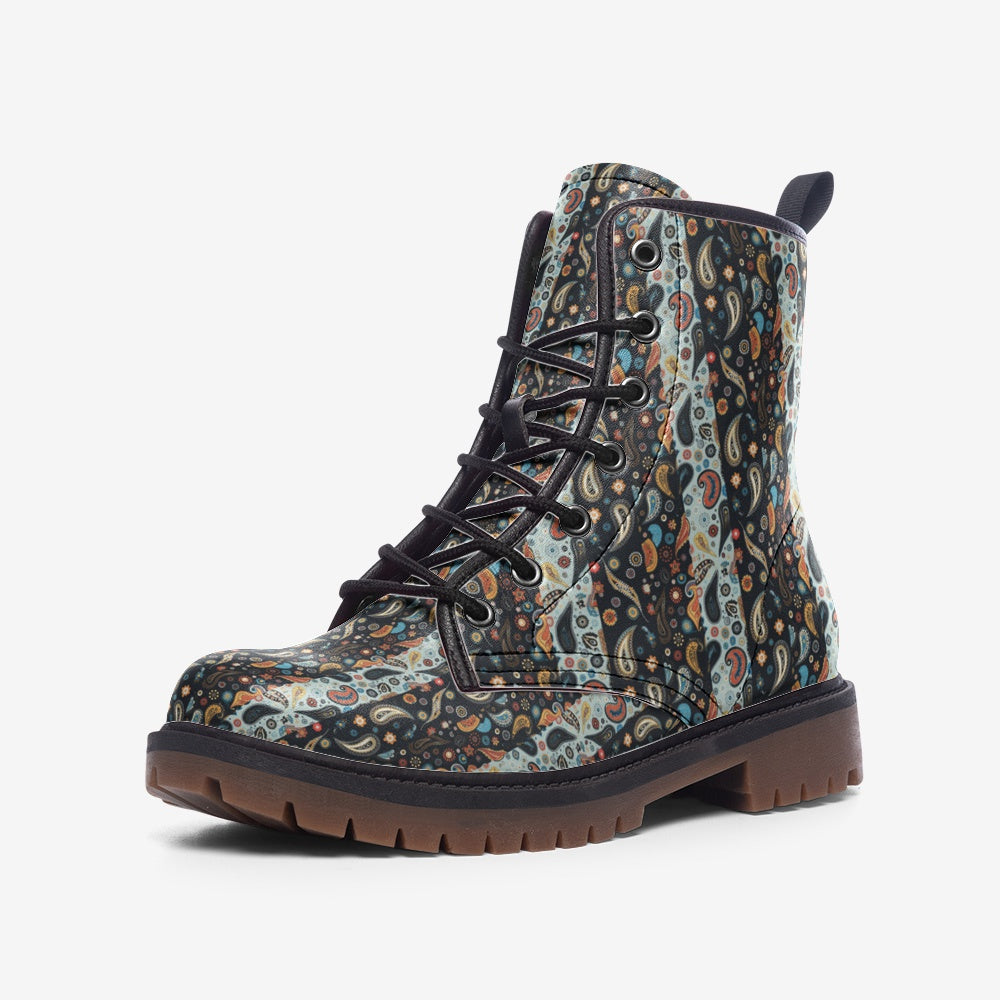 Warm Paisely Pattern Casual Faux Leather Lightweight boots MT
