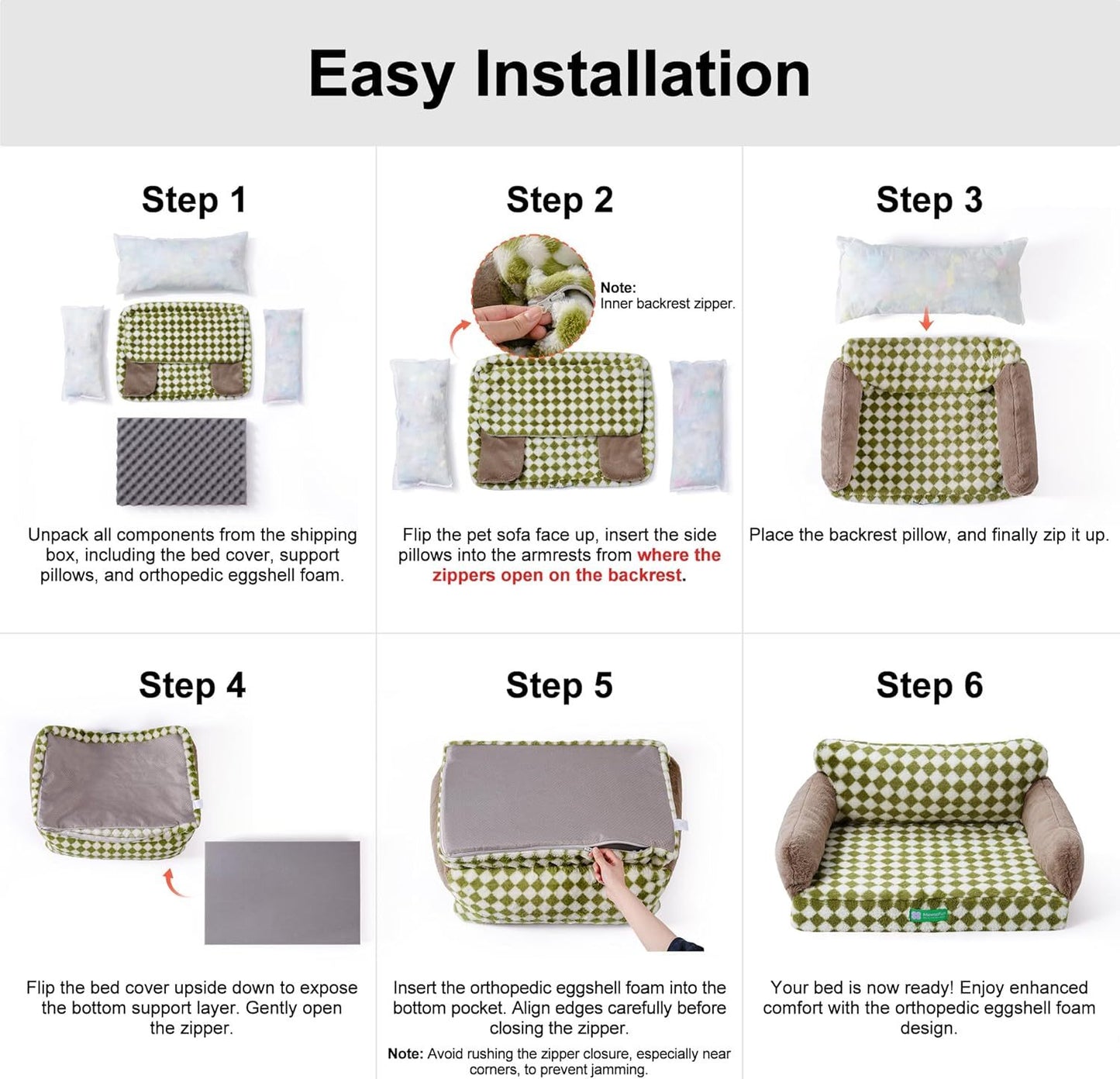 Orthopedic Dog Bed For Small Or Medium Dogs - 34.6 Inches Foam Sofa With Removable Washable Cover & Non-Slip Bottom