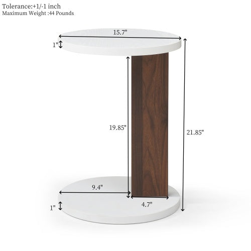 C-Shaped End Table, Small Side Table For Couch, Sofa Table With Wood Frame For Living Room, Bedroom, Bedside, Rustic