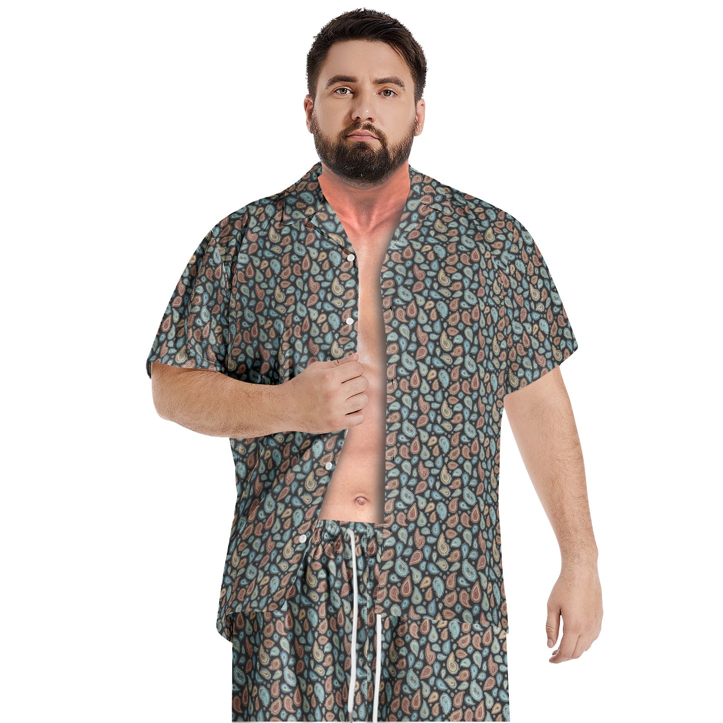 Men's Trendy Paisley Design All-Over-Print Hawaiian Shirt Sets
