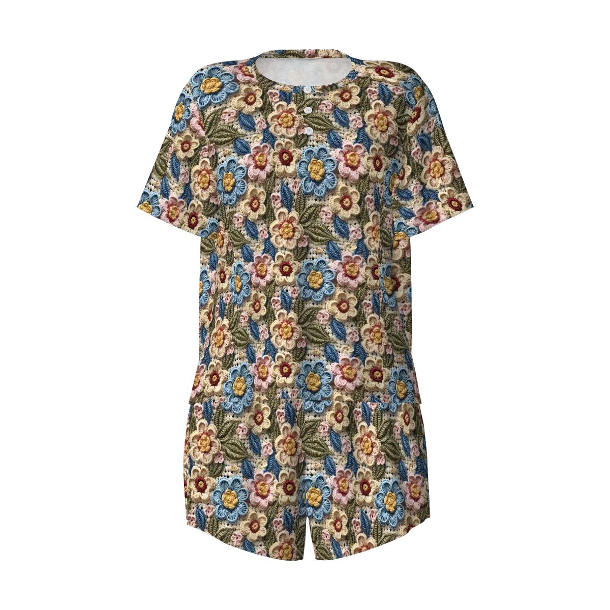 Pajama Sets for Women Crew Neck Short Sleeve