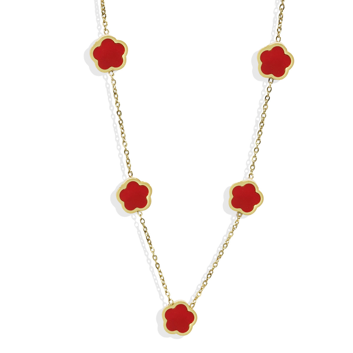 Lxalry 18K Gold Plated Five Leaf Clover Necklace | Modern Minimalist Jewelry