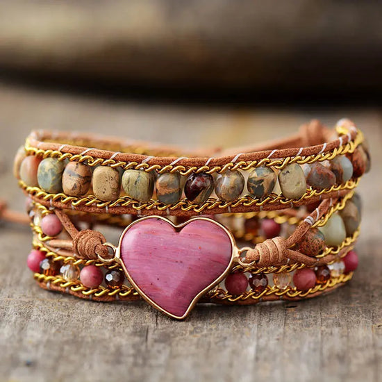 Hand-woven Stone 3-layer Leather Chain CJ