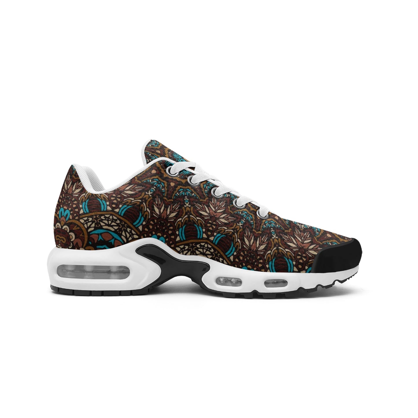 Unisex Mesh Tech Eco-Flex Sneakers- Brown Blue Floral Pattern