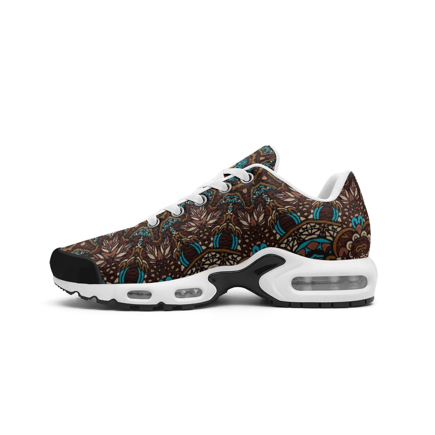 Unisex Mesh Tech Eco-Flex Sneakers- Brown Blue Floral Pattern