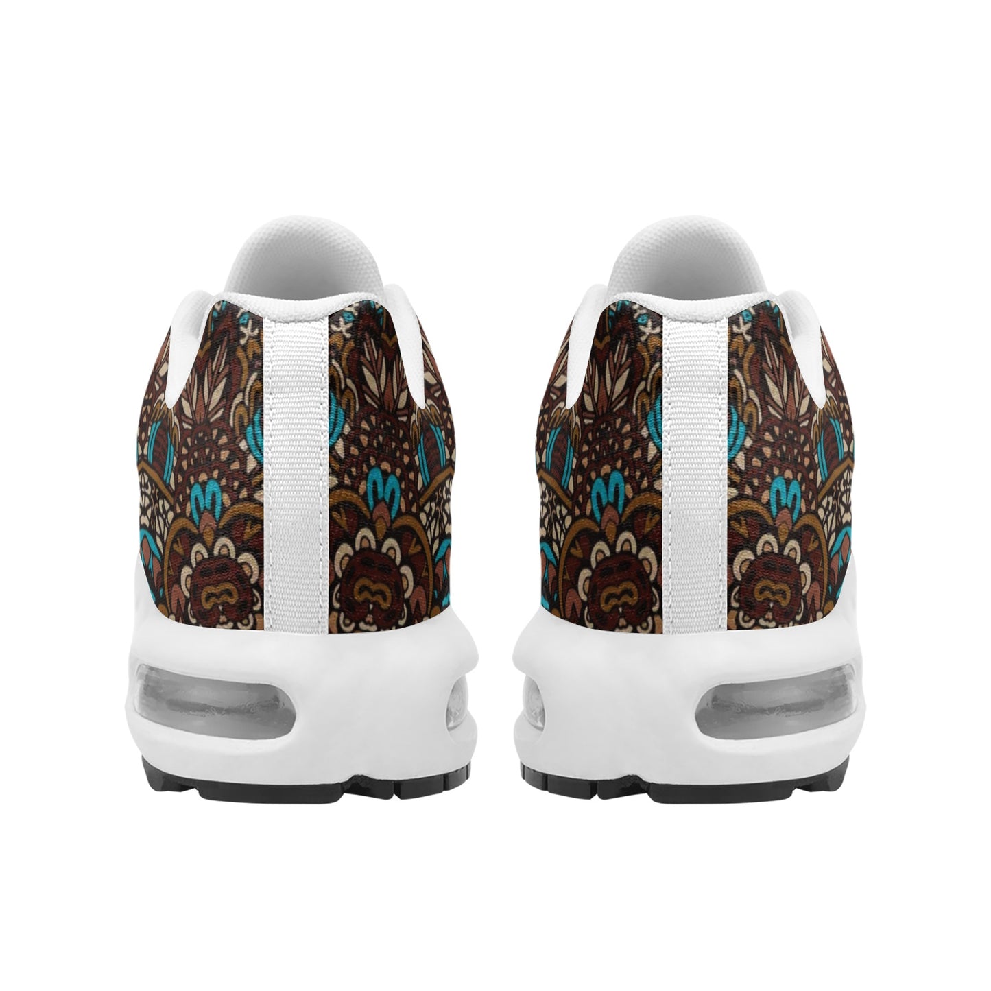 Unisex Mesh Tech Eco-Flex Sneakers- Brown Blue Floral Pattern
