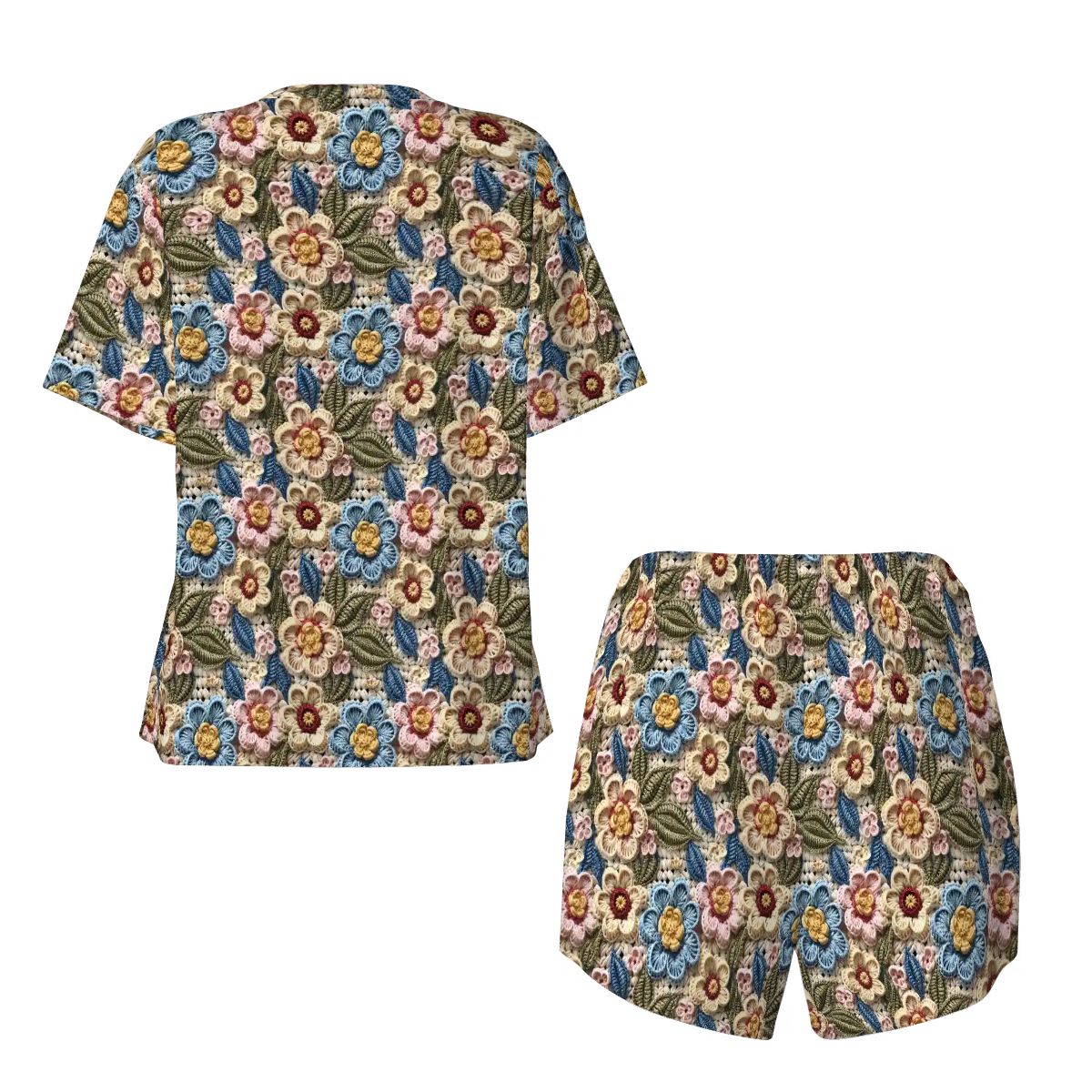 Pajama Sets for Women Crew Neck Short Sleeve