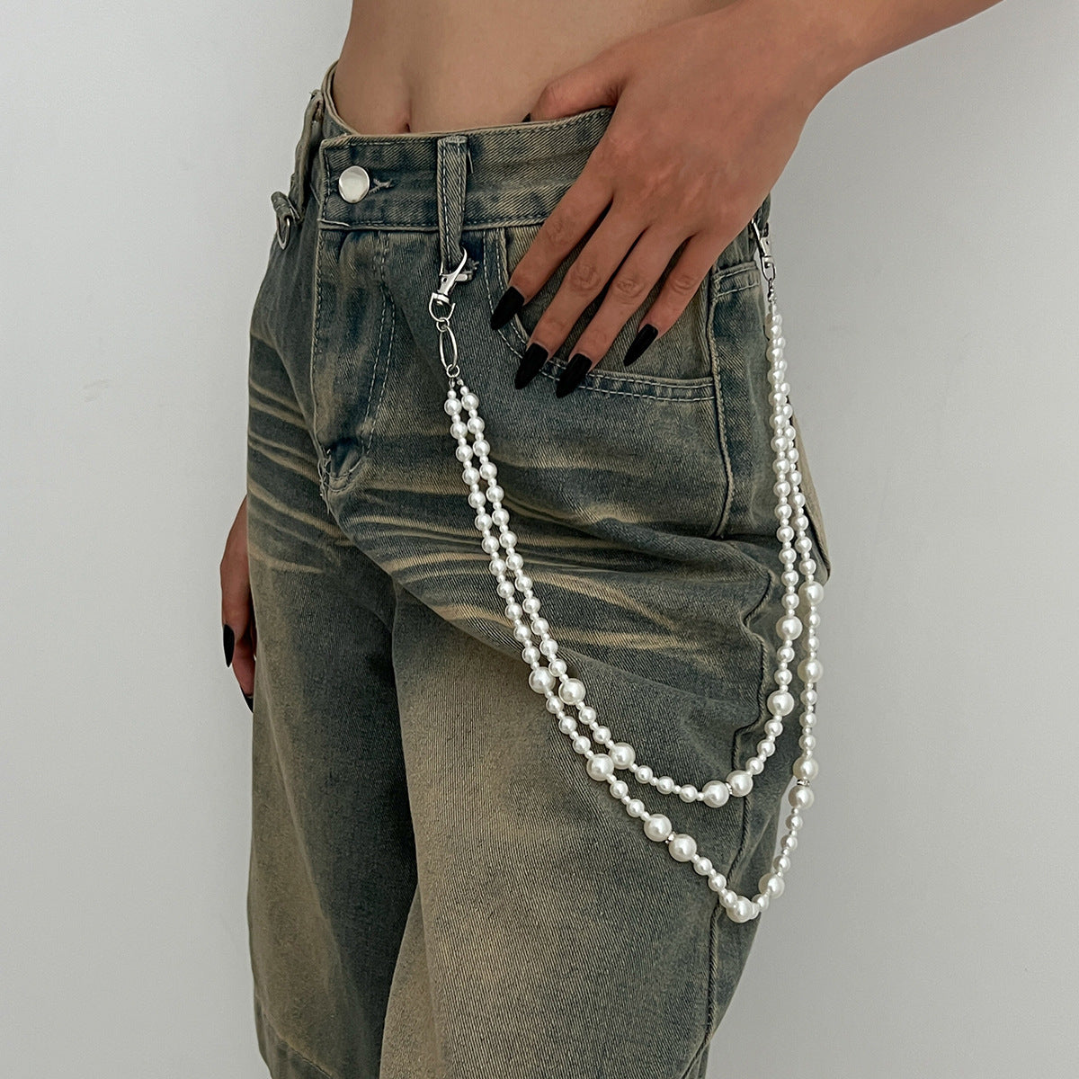 Punk Cross Stitching Pants Zipper Ornament