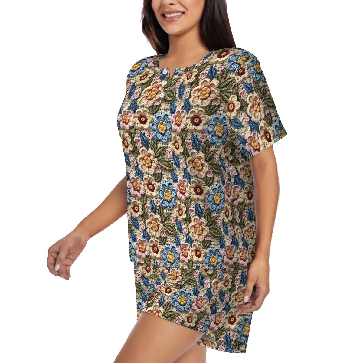 Pajama Sets for Women Crew Neck Short Sleeve