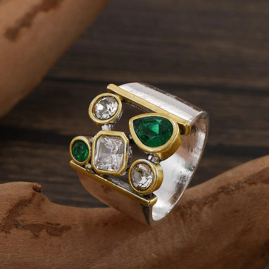 European And American Ladies Ring Retro Simple Enlarged Stones CJ