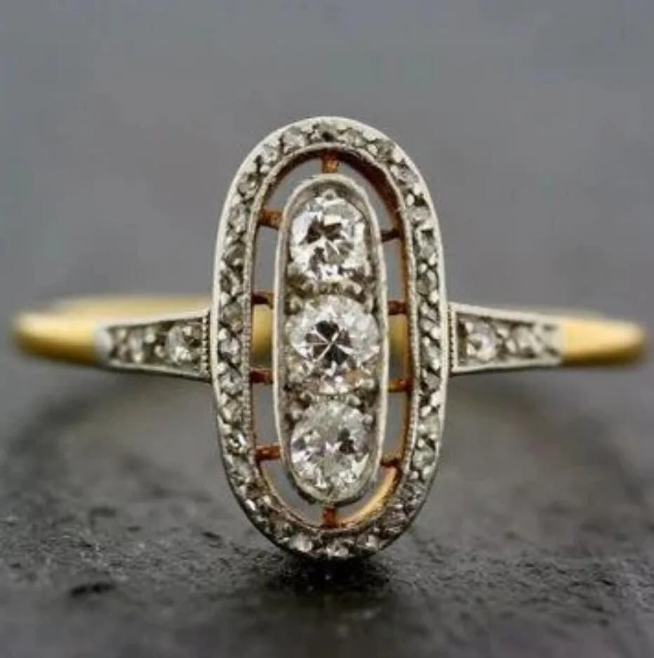 Micro-inlaid Zircon Ring- Antique Feel FashionRing