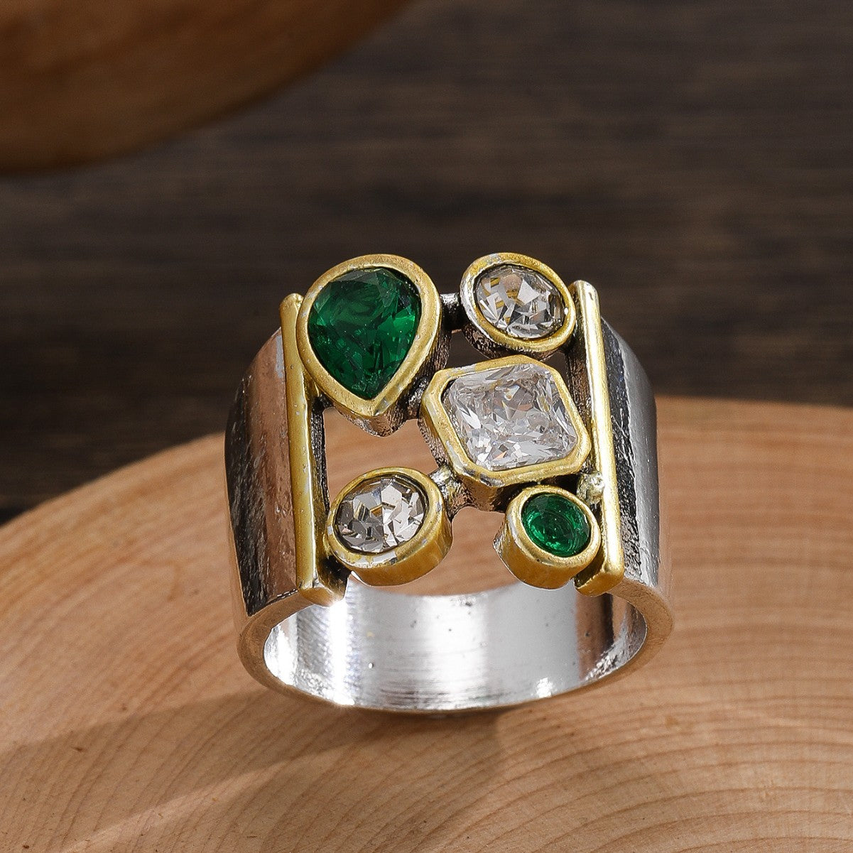 European And American Ladies Ring Retro Simple Enlarged Stones