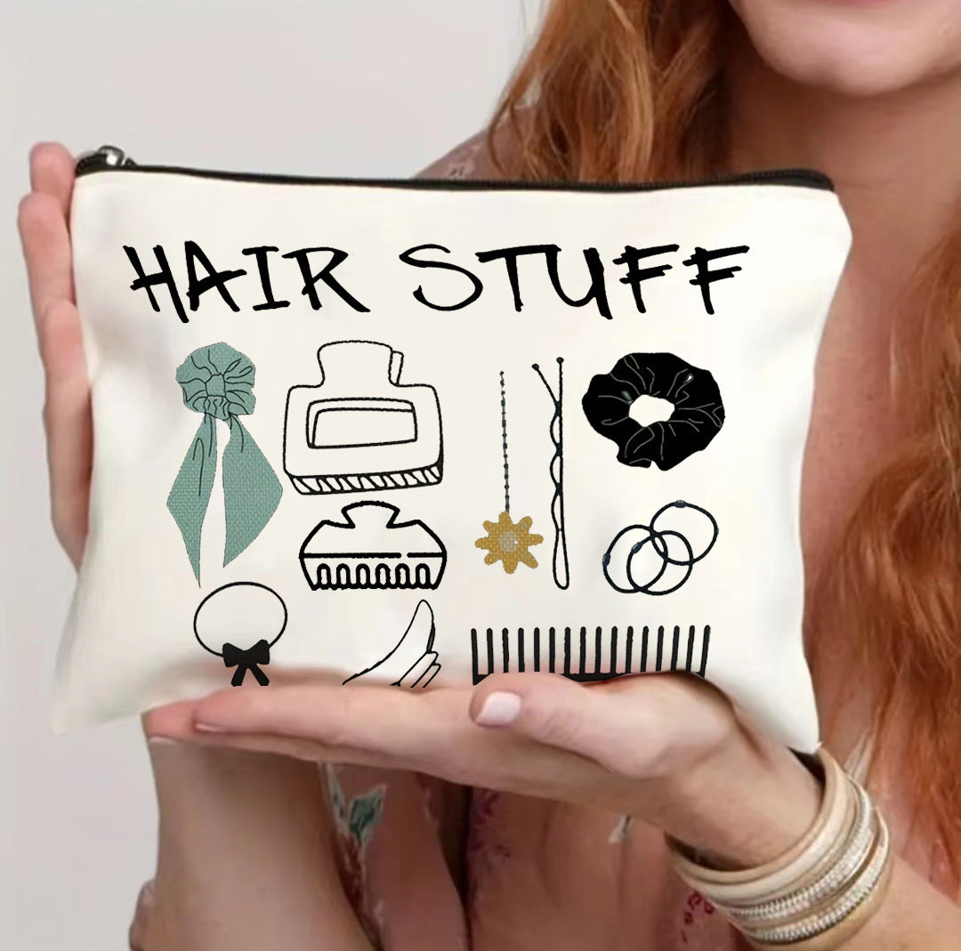 Canvas Zipper Polyester Funny Print Cosmetics Bag- Travel Pouch