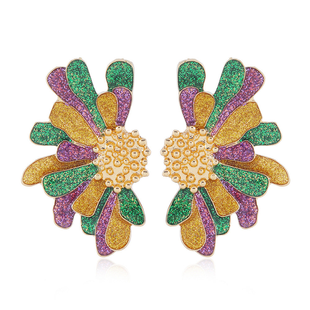 Women's Colorful Ethnic Flower Stud Earrings