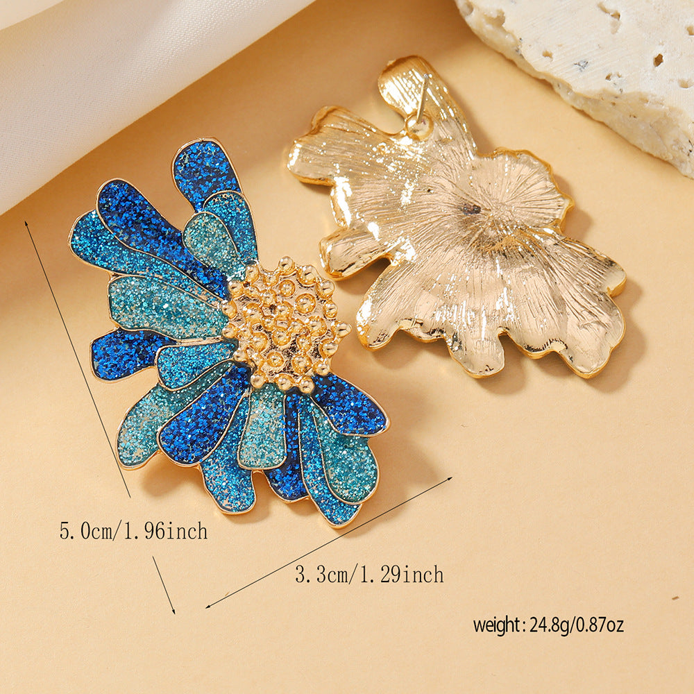 Women's Colorful Ethnic Flower Stud Earrings