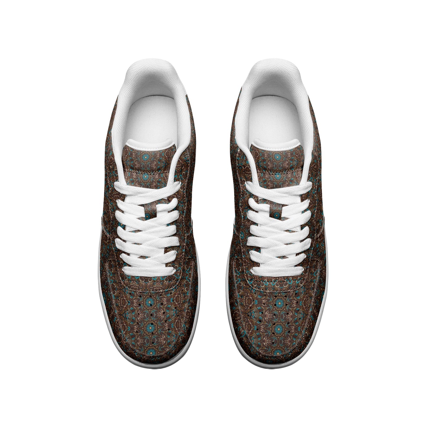 Unisex Low Top Ethnic Pattern Design Trendy Leather Sneakers