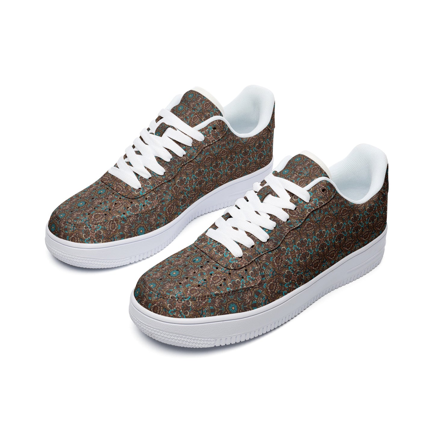 Unisex Low Top Ethnic Pattern Design Trendy Leather Sneakers