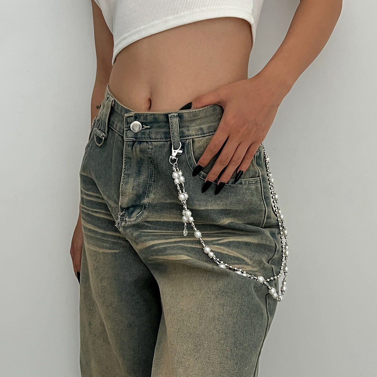 Punk Cross Stitching Pants Zipper Ornament