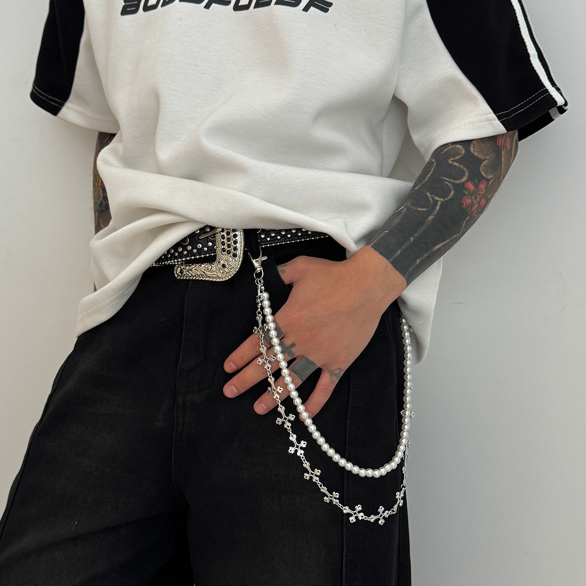 Punk Cross Stitching Pants Zipper Ornament