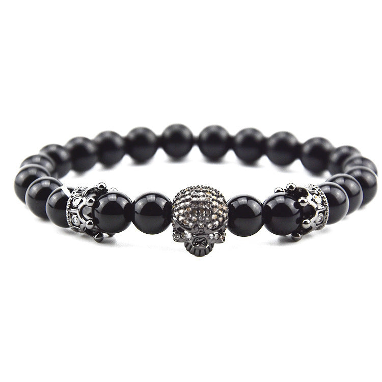 Design Volcanic Rock Beaded Crown Zircon Bracelet