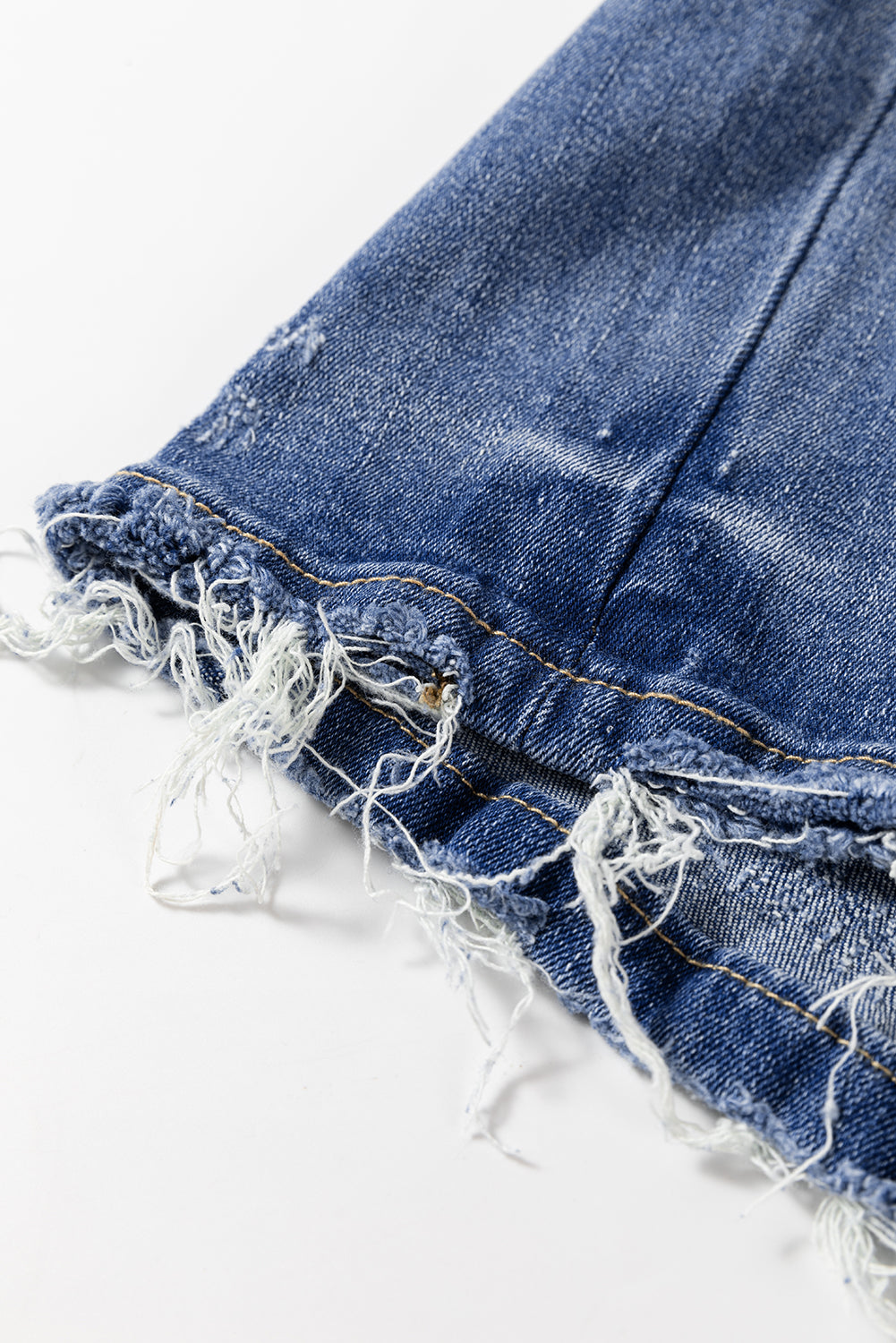 The Aurora Touch Blue Distressed Raw Hem Straight Leg High Waist Jeans