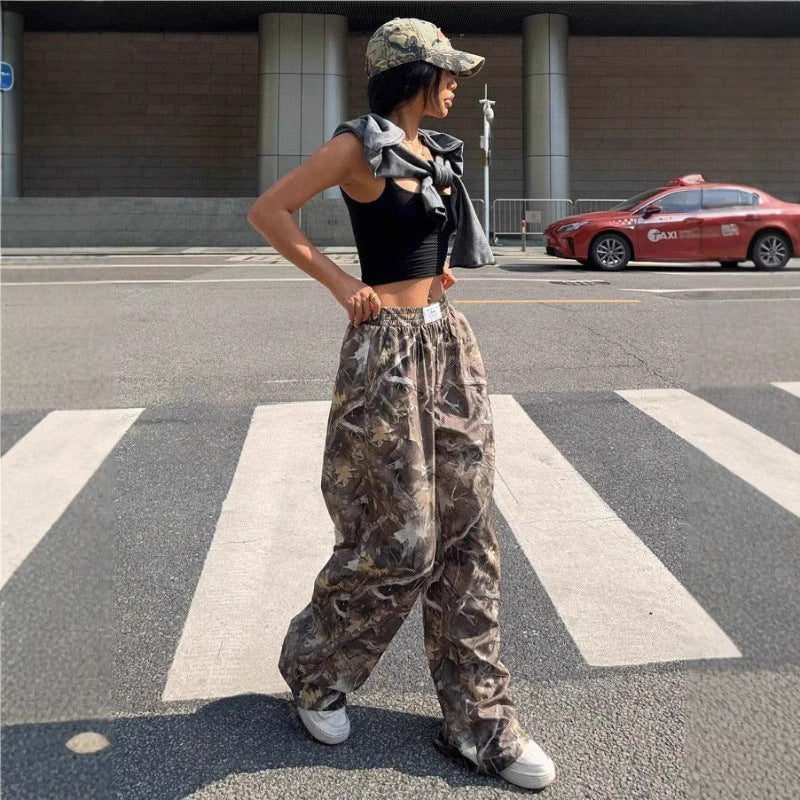 Womes's Slimming Casual Hip-Hop Retro Street Multi-Pocket Camouflage Cargo Pants