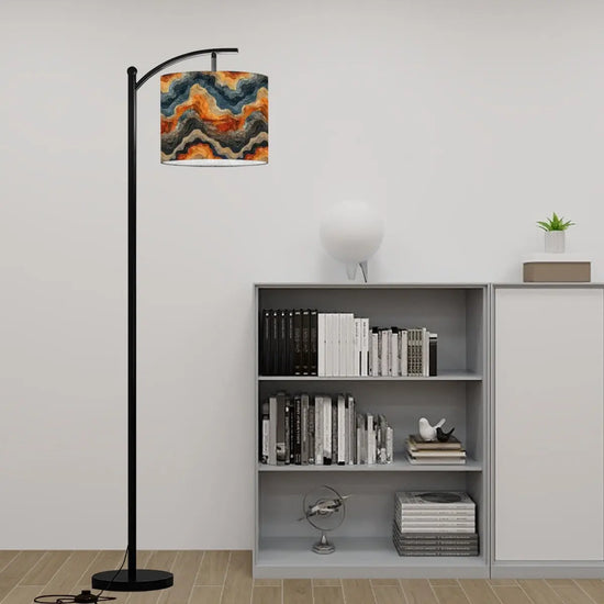 Earth Tone Marble Arc Floor Lamp - Modern Swirl Design Handcrafted Lighting | Made in USA | Living Room, Office, or Bedroom Statement Piece The Aurora Touch
