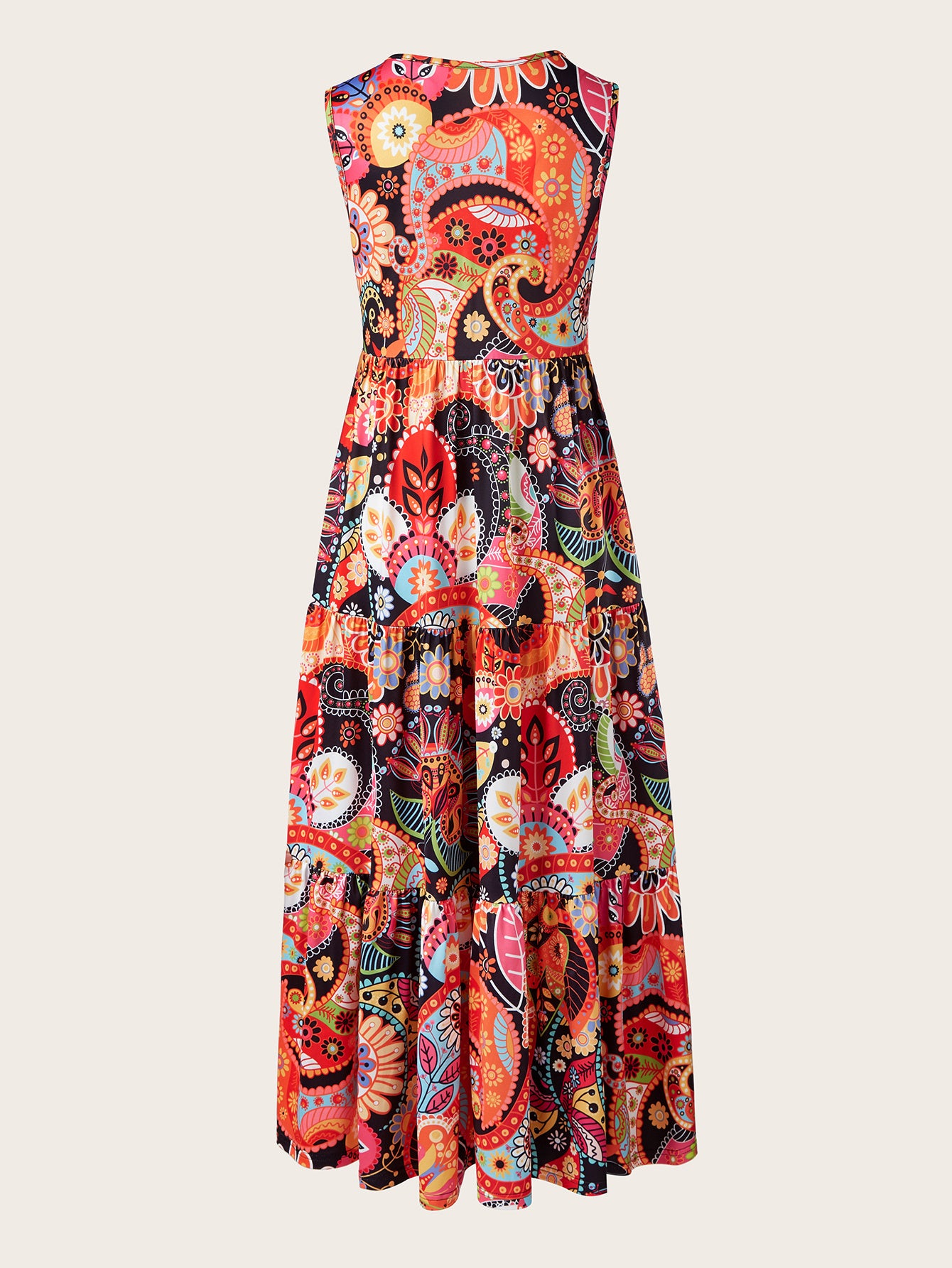 Bohemian Plus Size Dress | Loose Round Neck Ruffle Big Swing Summer Casual Dress