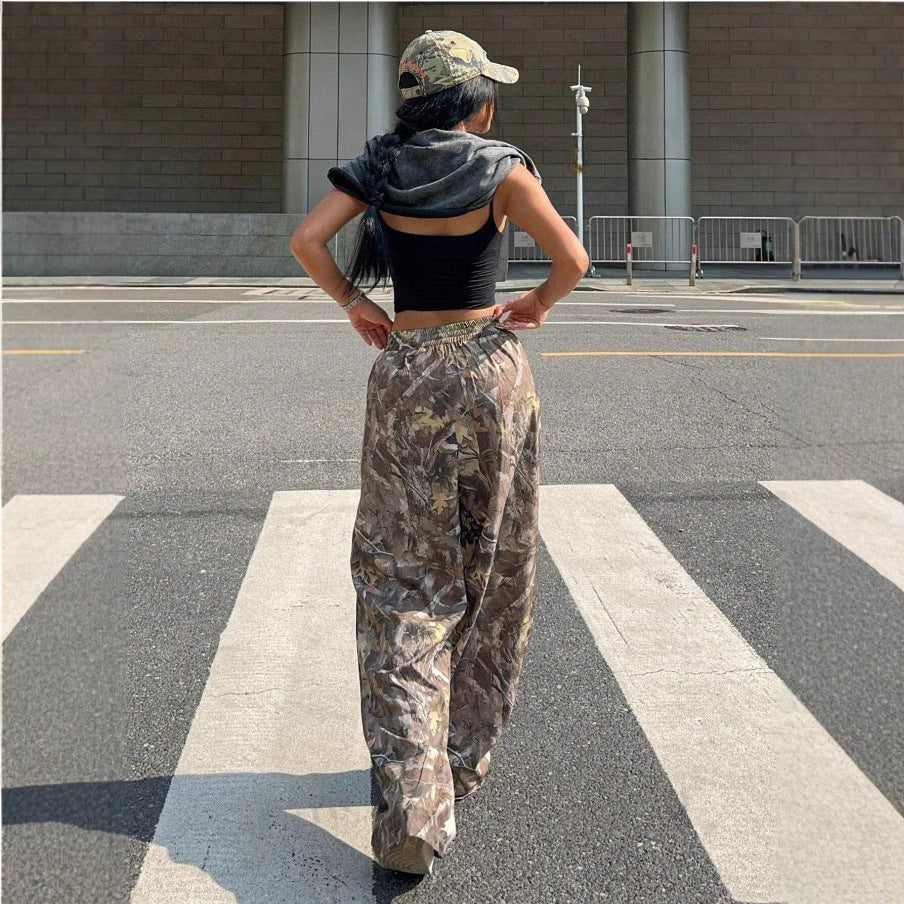 Womes's Slimming Casual Hip-Hop Retro Street Multi-Pocket Camouflage Cargo Pants