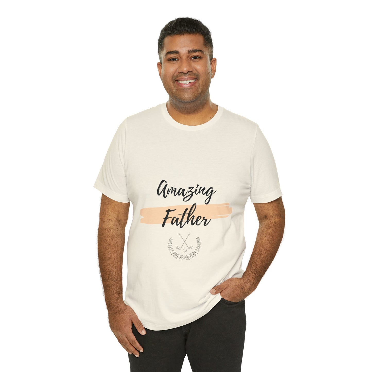 Amazing Father Jersey Short Sleeve Tee, Casual Minimilist Golf Theme Print Everyday Wear