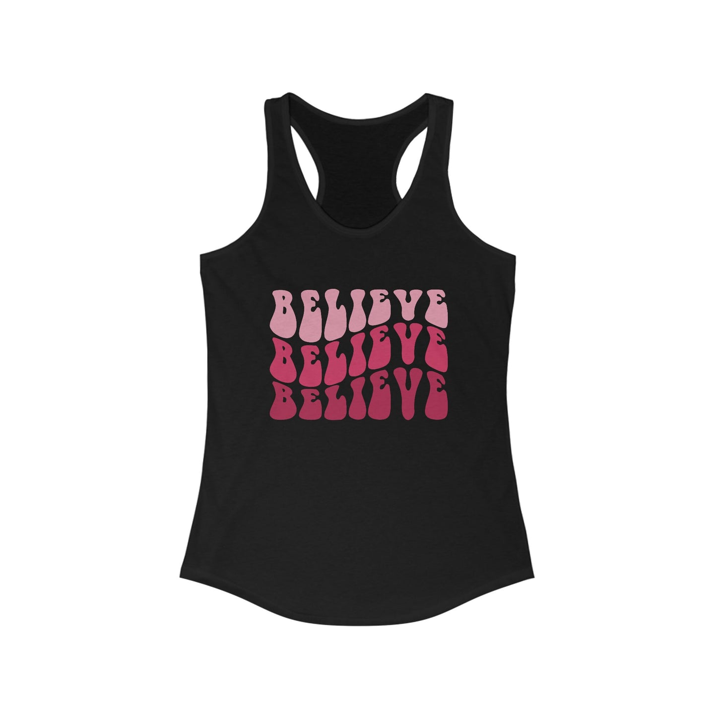 Believe Womens Tank Top, Novelty female positive empoweing casual jean leggings yoga workout shirt