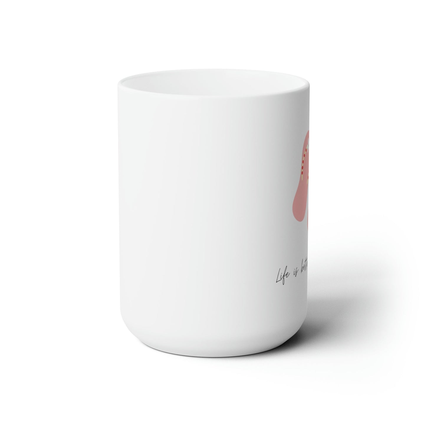 Ceramic Mug 15oz, Summer pink sandals solid print coffee tea everyday casual drinking large white decorative drinking cup
