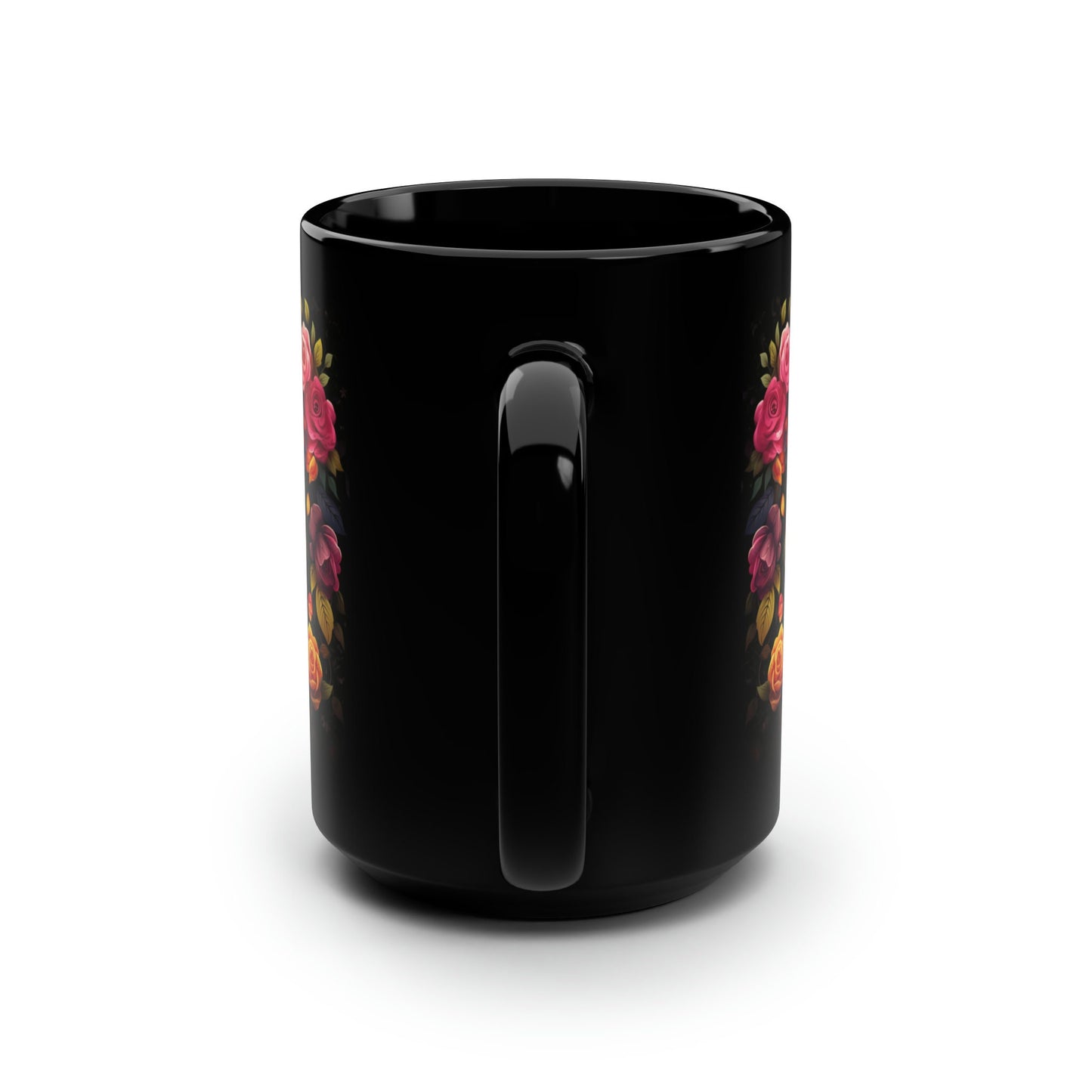Black Mug, 15oz, Colorful Art, Cadaver, Day of The Dead, Dia de Los Muertos, Halloween Mug, Large Coffee Mug, Festive Mug, Holiday Mug