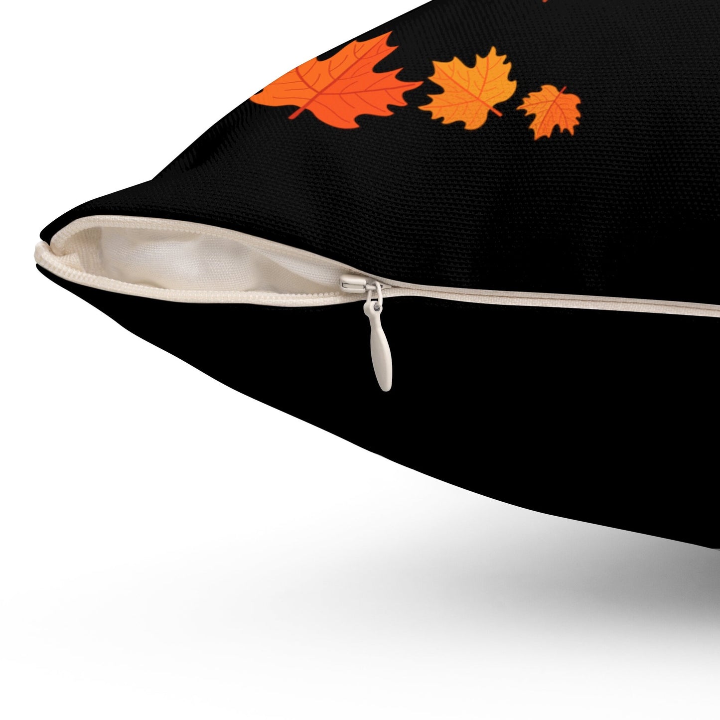 Square Pillow, Hello Fall Thanksgiving Haloween decorative Black Orange throw Holiday Autumn Pillow