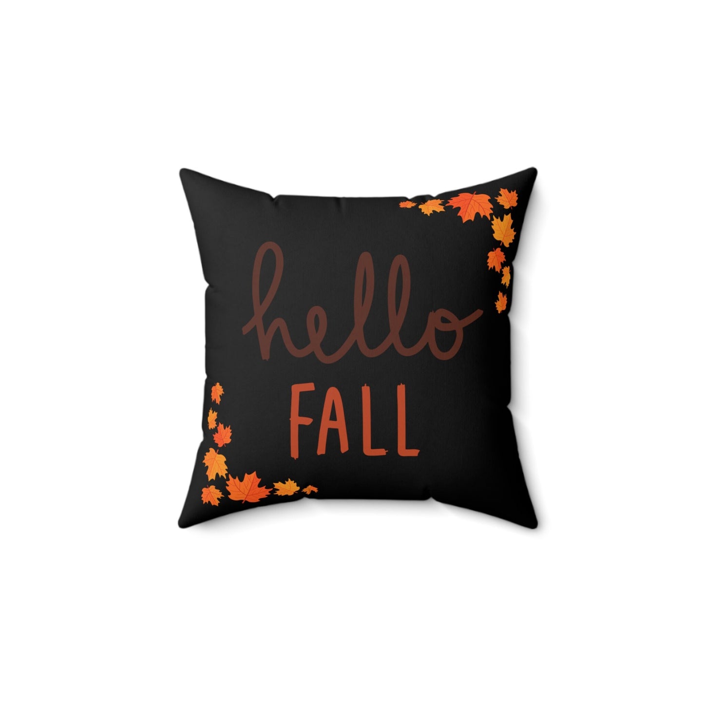 Square Pillow, Hello Fall Thanksgiving Haloween decorative Black Orange throw Holiday Autumn Pillow