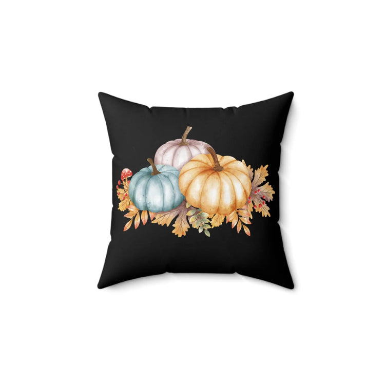 Square Pillow, Thanksgiving black pumpkin theme decorative throw holiday Fall vibes couch chair bed cushion The Aurora Touch