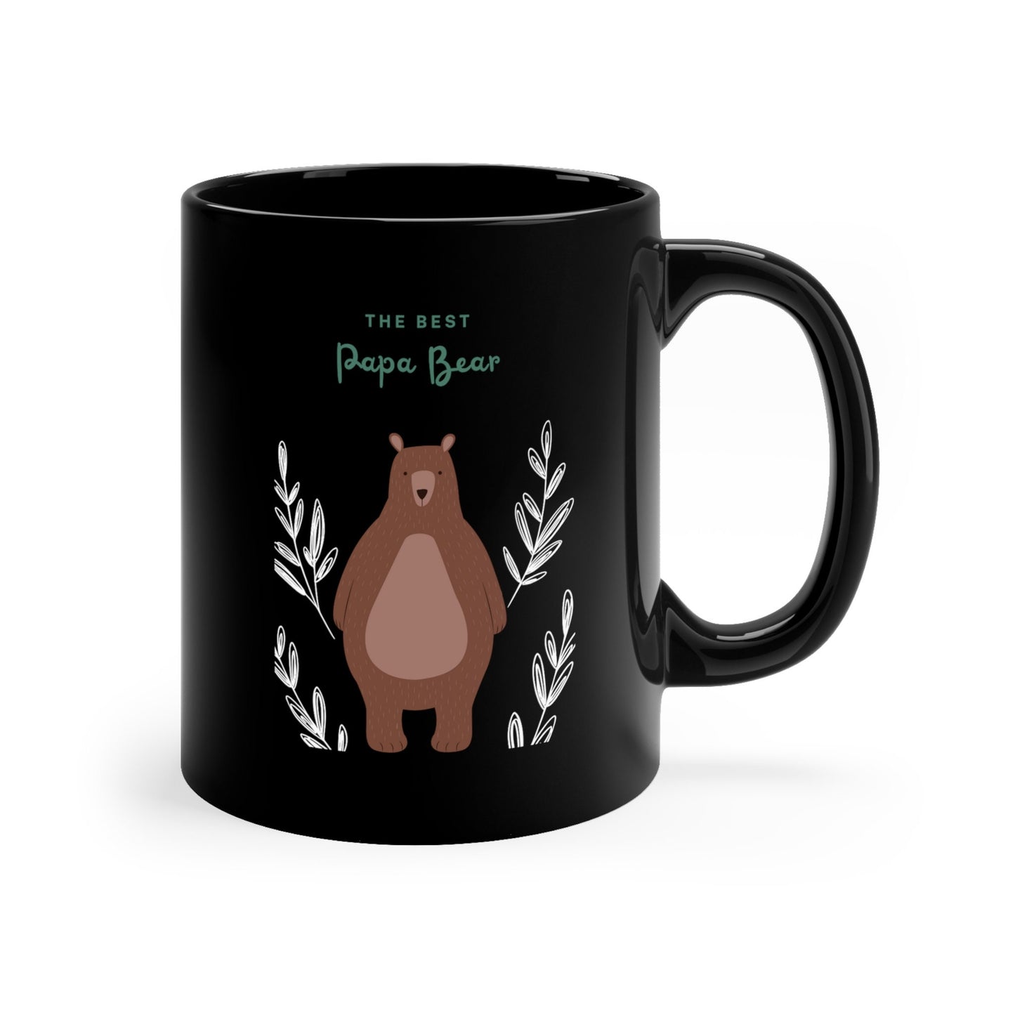 11oz Black Mug, Best papa bear office home everyday casual novelty great for dad fathers day xmas holiday thoughtful gift beverage mug