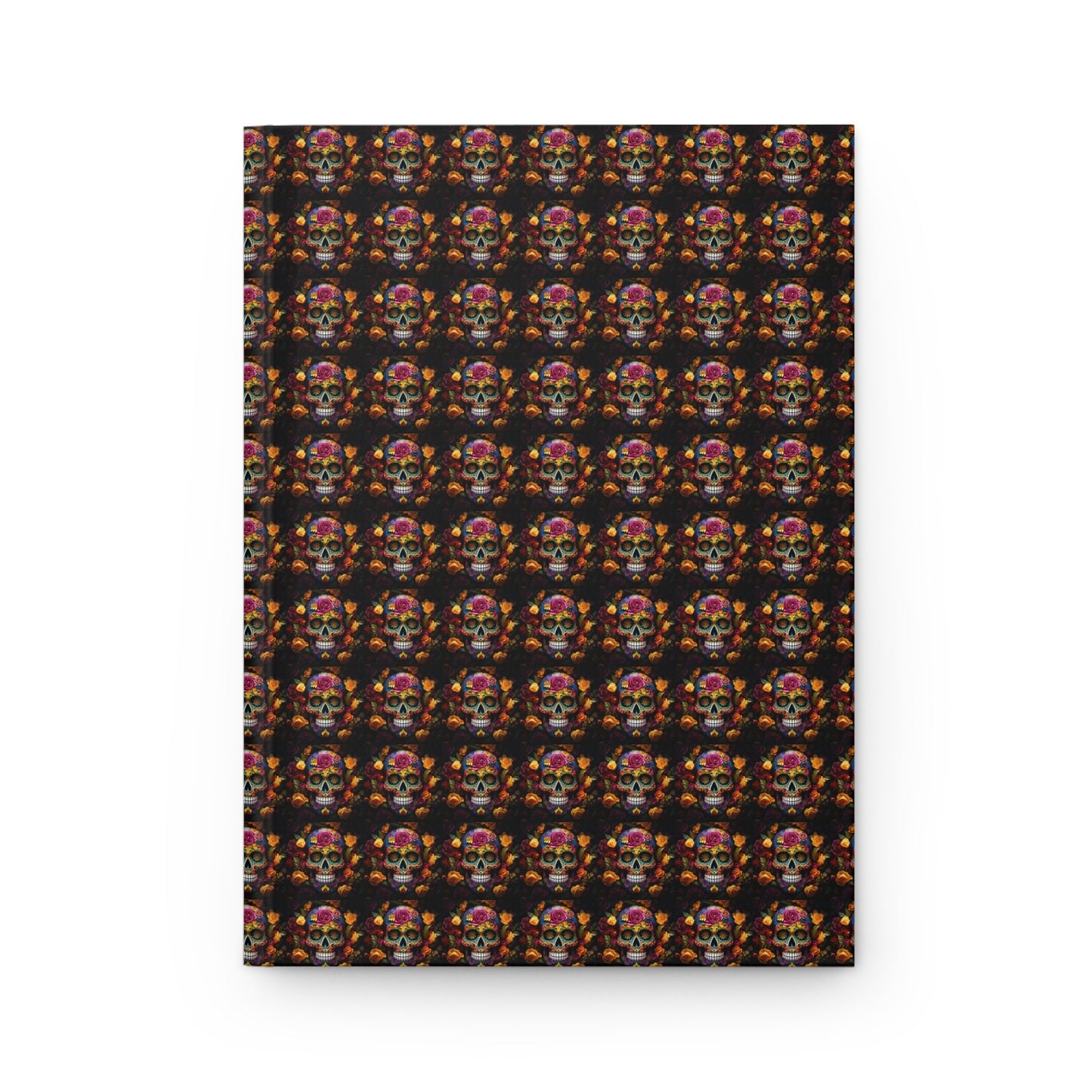 Hardcover Journal, Day of the Dead Dia de Los Muertos sugar skull floral Mexican tradion all over pattern design theme diary wrtiting book