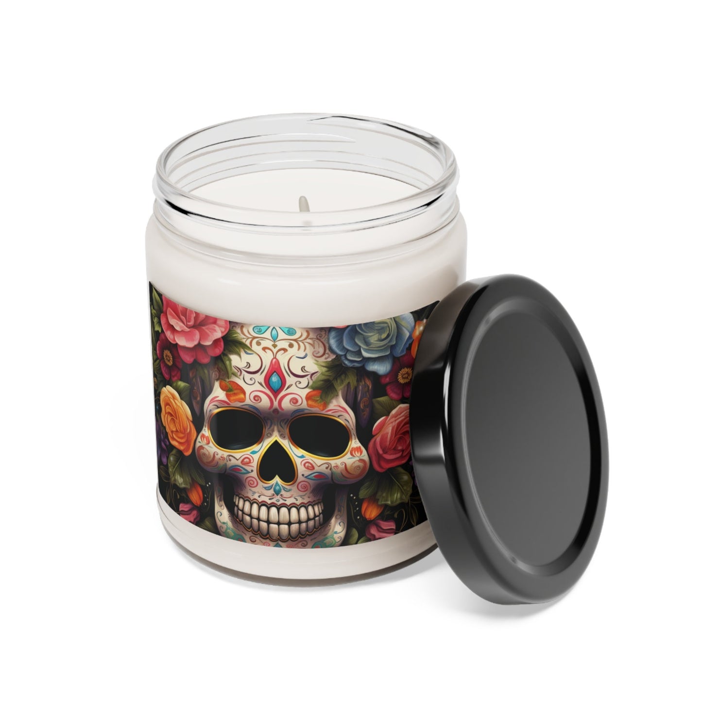 Scented Soy Candle, 9oz, Day of the dead Dia de Los Muertos floral sugar skull bedroom hallway bathroom smell good fragrance home decor