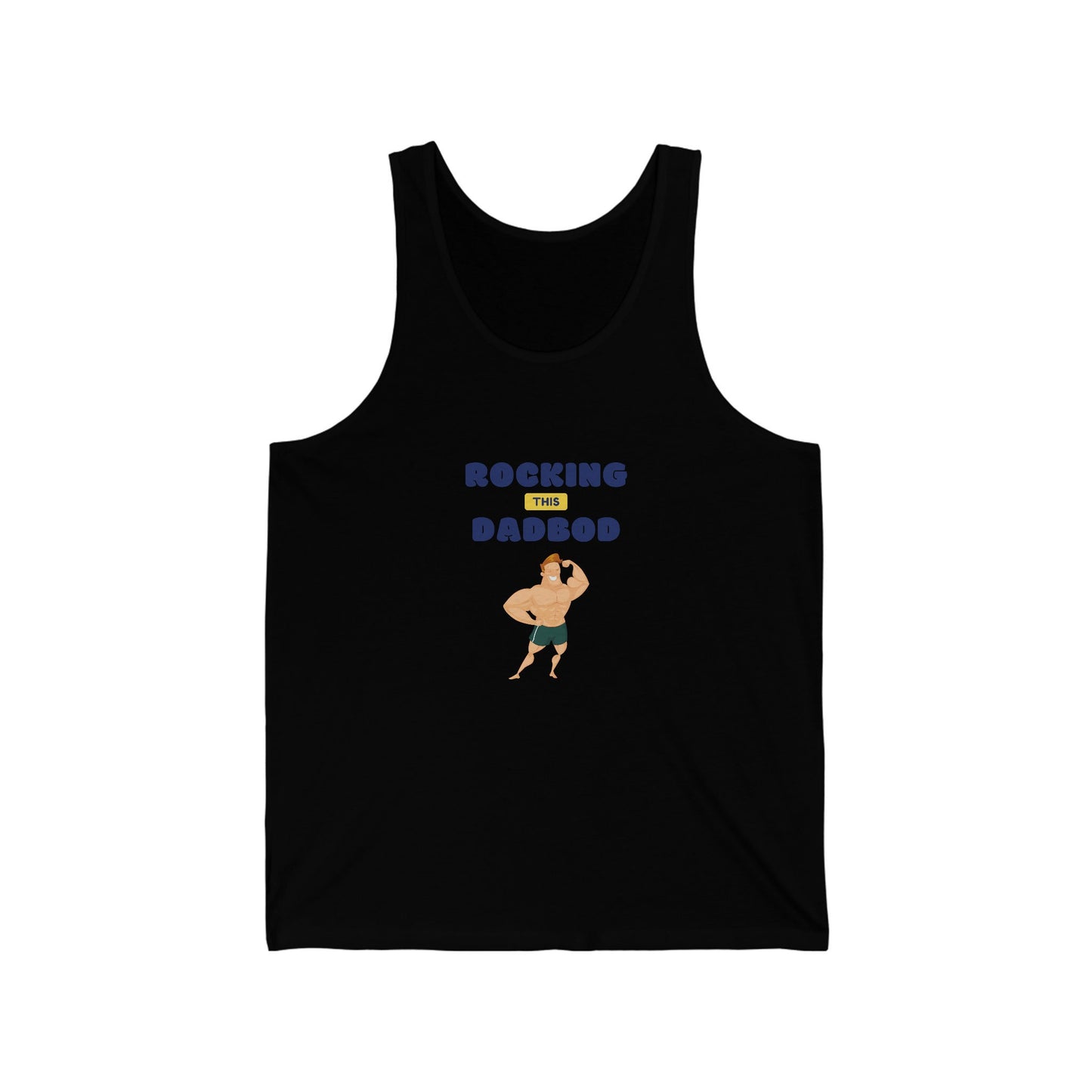 Rocking Dad Bod Jersey Tank, beach wear, male white tank, whie casual Tank, Men's Novelty Tank, Dad Birthday, Papa gift, gift for trainer