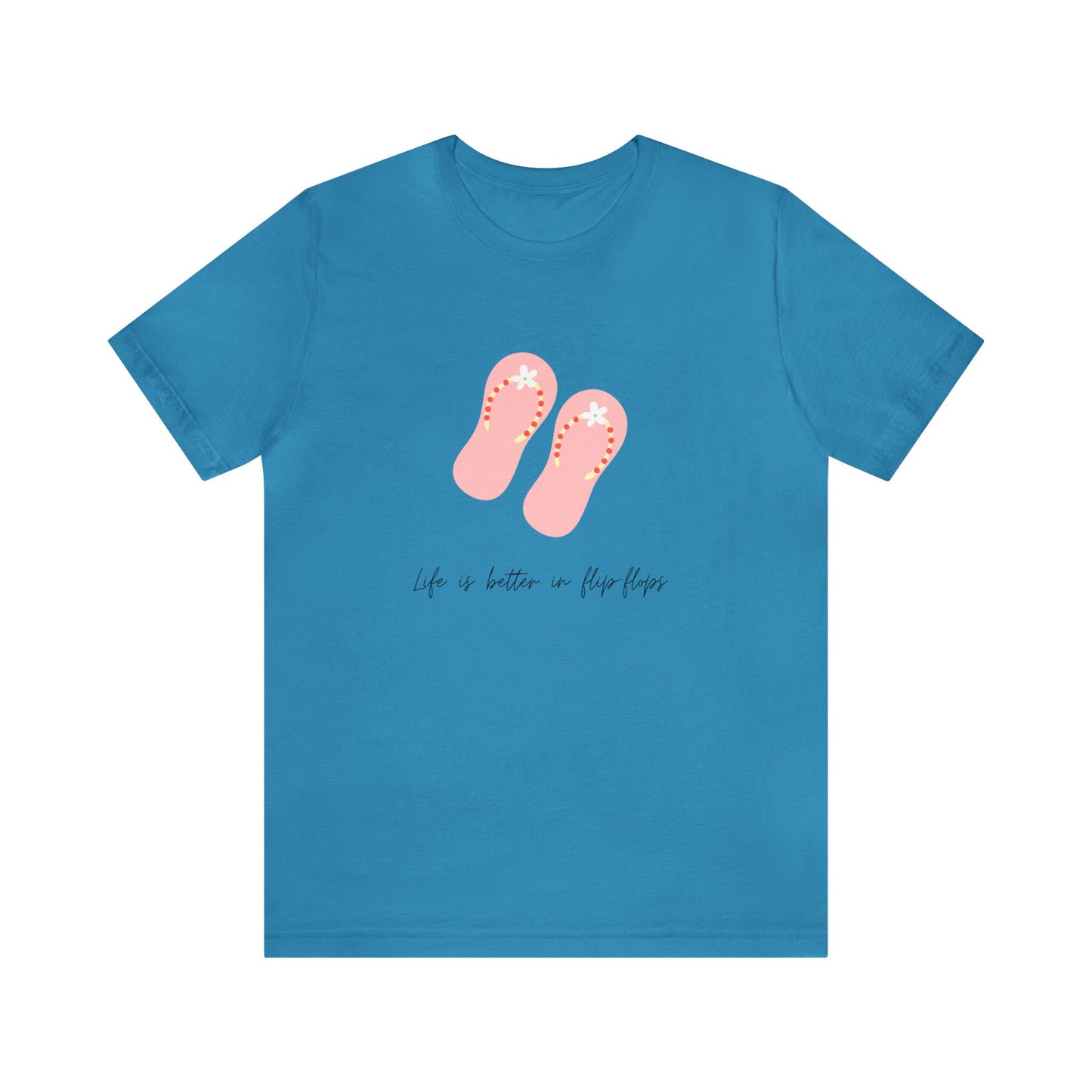 Pink Unisex Flip Flop Tshirt, Fun Summer Tshirt, Pink Novelty Tshirt, yellow summer novelty Tshirt, Pink Flip Flops Tshirt