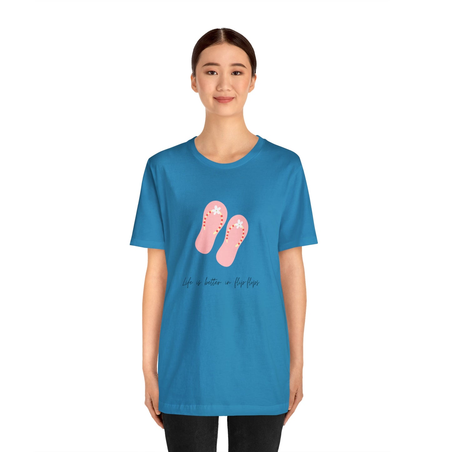 Pink Unisex Flip Flop Tshirt, Fun Summer Tshirt, Pink Novelty Tshirt, yellow summer novelty Tshirt, Pink Flip Flops Tshirt