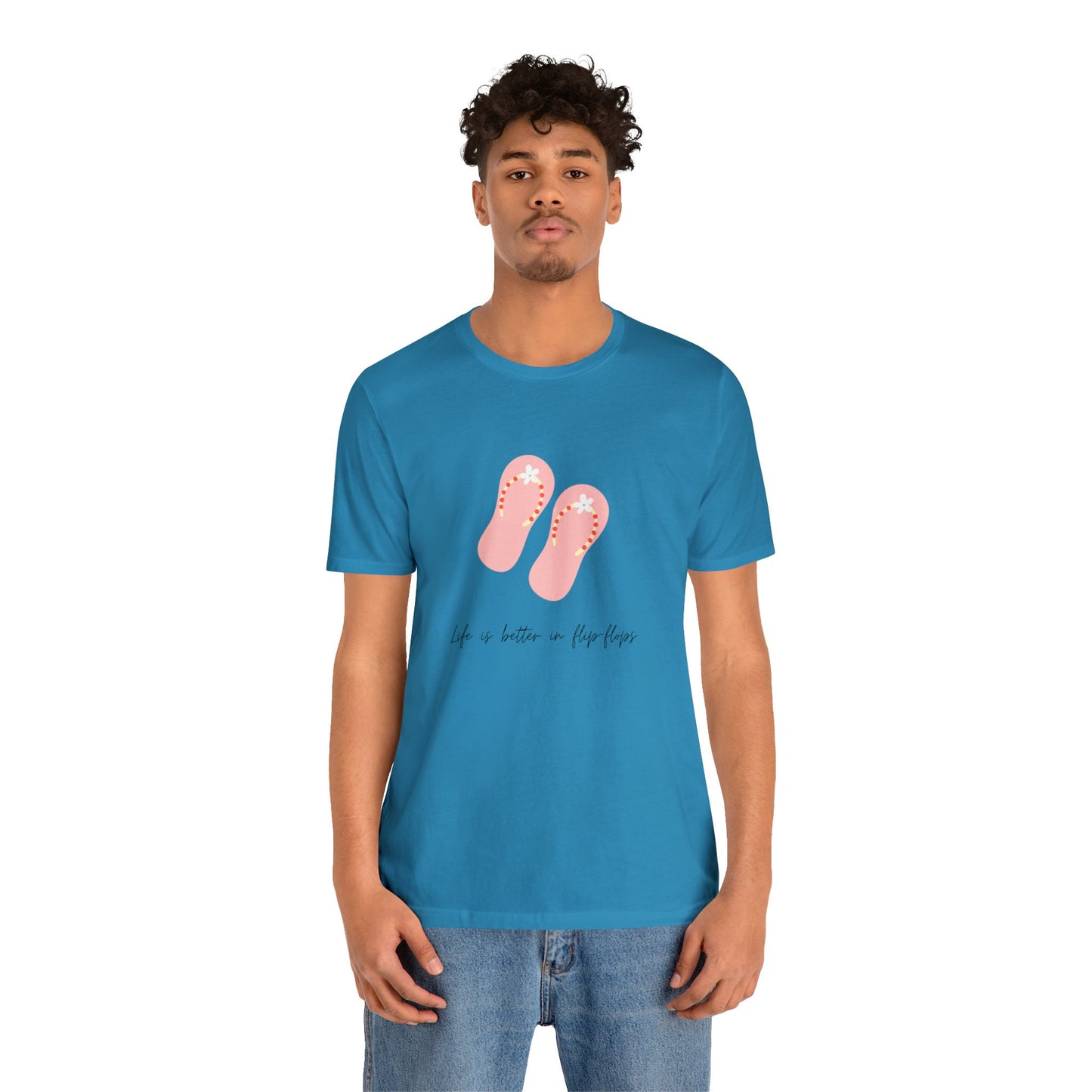 Pink Unisex Flip Flop Tshirt, Fun Summer Tshirt, Pink Novelty Tshirt, yellow summer novelty Tshirt, Pink Flip Flops Tshirt