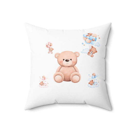 Faux Suede Square Pillow, Teddy Bear soft infant baby toddler cute child bed crib accent throw pillow The Aurora Touch